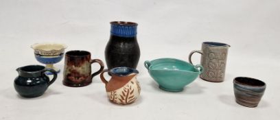 Group of early 20th century Art Pottery, including: a Ewenny jug incised with leafy branches, a