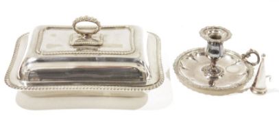 Pair of 19th century silver plated candlesticks by Mappin & Webb, 29cm high, a silver plated