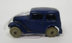 Dinky Toys diecast model pre-war 35a blue Saloon Car with white tyres