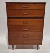 Circa 1960's chest of six drawers, 116cm x 81cm x 40cm