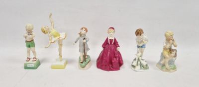 Six Royal Doulton figures of children, comprising 'Thursdays Child', 'Fridays Child' and 'Tuesdays