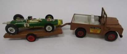Tri-ang diecast playworn diecast model cards to include two Mini Hi-Way Grand Prix Racing Team