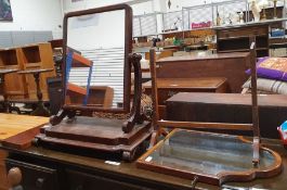Victorian mahogany inlaid folding backgammon board, a 19th century mahogany dressing table swing