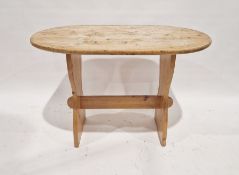 Oval pine peg-joined table, 112cm x 68cm