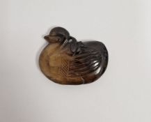 Chinese carved jade duck pendant, 5.5cm x 4.5cmCondition Report Some surface wear. Possible chips/