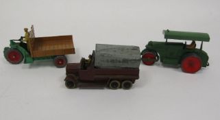 Dinky Toys diecast model cars to include 25s 6-Wheeled Covered Wagon, 27c Motorcart, 251 Aveling-