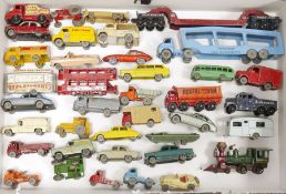 Playworn Matchbox Lesney diecast model cars to include Matchbox Car Transporter accesssory pack No.