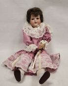 Recknagel (German) bisque head doll, early 20th century, numbered 24/R5A., Germany, with jointed