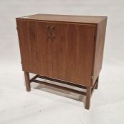 Teak cabinet, possibly for records, 74cm x 69cm x 38cm and a string seat stool (2)