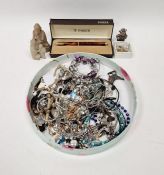 Assortment of costume jewellery to include chains, necklaces, rings, brooches, etc and a 14ct gold