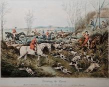 Quantity hunting prints including Drawing the Cover after H Alken and Getting Away, coloured