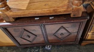 Mahogany storage trunk/coffer of rectangular form, the lid opening to reveal a pine lined interior