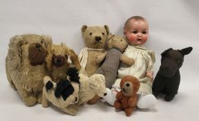 Armand Marseille composition headed baby doll, impressed mark 518/3 1/2K, in cream satin dress, an