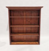 Mahogany four-tier open bookcase with adjustable pine shelves, 138cm high x 122cm wide x 31cm deep