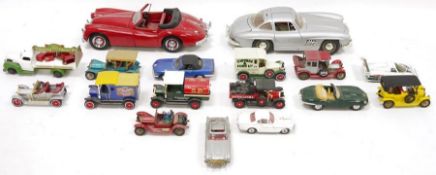 Playworn diecast model cars to include Burago Mercedes 300 SL, Sun Star Jaguar XK140, Corgi Jaguar