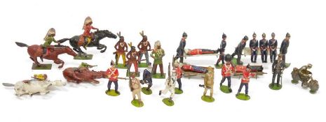 Large quantity of playworn Britains soldiers to include Seaforth Highlanders, Foot Guards, Indians