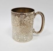 Late Victorian silver christening mug, London 1896 with presentation inscription and allover