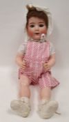 Large 20th century Heubach Koppelsdorf (German) bisque head doll, impressed 320/11/Germany marks,