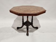 Victorian inlaid walnut octagonal occasional table raised on quadruple turned supports with outswept