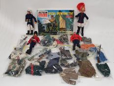 Four Action men together with Palitoy Action Man Special Operations Tent in box and a large quantity