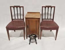 Small Victorian stool, the top painted a dog's head on tripod turned supports, an early 20th century