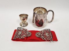 Edwardian silver nurse's belt buckle with pierced and engraved scrolling motifs throughout,