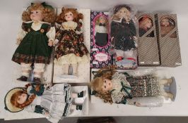 Collection of boxed dolls, including: Fair Lady dolls and five other boxed examples, all named (9)