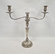 Large late 19th century silver-plated three-branch candelabrum, 49cm high