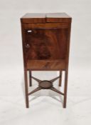 Georgian mahogany wash stand with double hinged top, cupboard below, 85cm x 38cm x 38cm