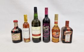 Collection of liqueurs and other bottles to include Drambuie, Cointreau, Bols Apricot brandy, a half