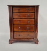 Edwardian mahogany marquetry inlaid table-top miniature Wellington collectors chest of rectangular