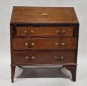 Edwardian mahogany and satinwood banded bureau, the fall front with conch shell inlay, fitted