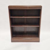 Mid 20th century oak three-tier open bookcase on plinth base, 103cm x 81cm x 23cm