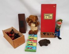 Vintage Children's toys to include a tinplate wind up grizzly bear, Chad Valley horses from Escalado