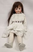 Large early 20th century German bisque head doll, possibly Kestner,  impressed 182/Germany 16/20.,