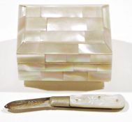 Late 19th/early 20th century mother-of-pearl mounted jewellery box in the form of a rectangular