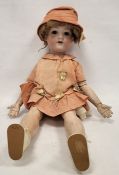 Armand Marseille German bisque head doll, impressed AM 390 A6M, with jointed composition limbs and