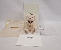Steiff Diamond Jubilee teddy bear, cream with purple stitching, medallion and certificate no.846,