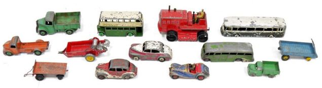 Dinky Toys playworn diecast models to include Supertoys 563 Heavy Tractor, 102 M.G Midget, 290