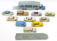 Dinky Toys playworn diecast models to include 982 Bedford Car Transporter with 794 loading ramp, 40H