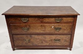 19th century oak and fruitwood chest of drawers having two short over two long drawers, each with