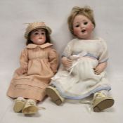 Kley & Hahn bisque headed Walkure doll, no.282-0 1/2, in peach-coloured dress, 38cm high and a