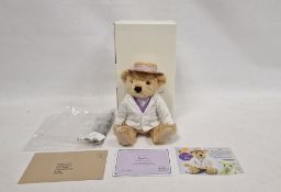 Steiff 'Gatsby' 1920's bear, Danbury Mint, 664403, wearing cream jacket, purple waistcoat and