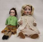 German bisque headed doll with sleeping brown eyes, composition body, impressed mark 98/10 and in