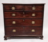 Georgian mahogany chest of two short and three long drawers, each with octagonal pressed brass