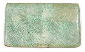 Art Deco shagreen and gilt-metal mounted cigarette case, of rectangular form, 14.7cm x 8.5cm
