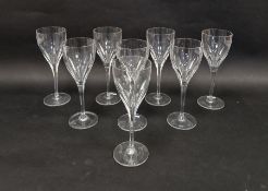 Villeroy and Boch eight cut wine glasses, each bowl with lappet-shaped base and faceted stem, 21.5cm