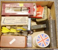 Assorted sets of vintage darts, vintage playing cards, etc (1 box)