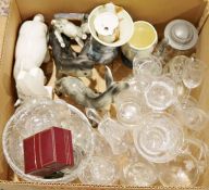 Beswick model of an owl, a Beswick model of a shire horse, two vintage Sylvac vases, a Stuart cut