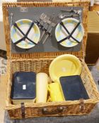 An 'Antler' wicker picnic basket and contents